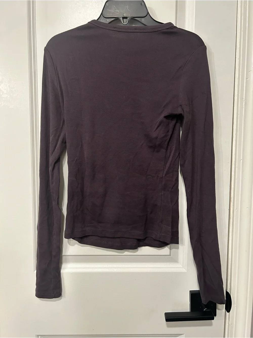 Bershka Long Sleeve Crew Neck Top in Deep Plum